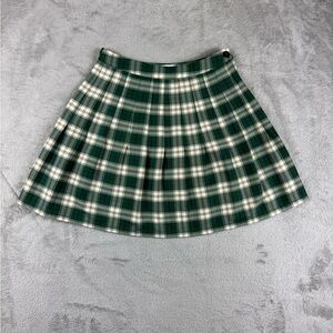 Urban Outfitters Pleated Mini Skirt X Small Green Plaid School Preppy Academia